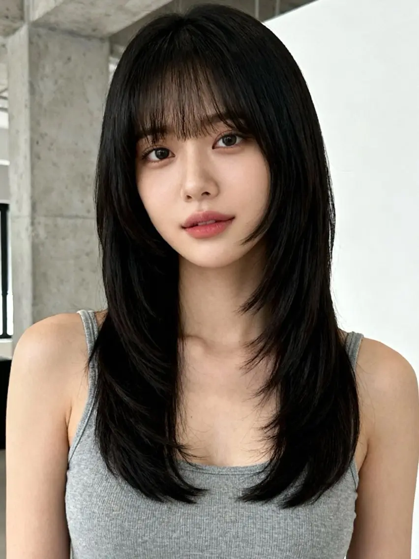 セミロング カラー アディクシーカラー 透明感カラー くびれヘア 顔まわりレイヤー 韓国風ヘア カット ヘアカラー 韓国レイヤーカット 🫧大阪梅田レイヤーのヘアスタイル