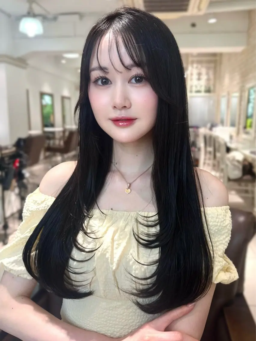 ロング カラー 黒髪 ヘアカラー トリートメント 髪質改善艶カラー🩶 Nanako ⟡.·のヘアスタイル