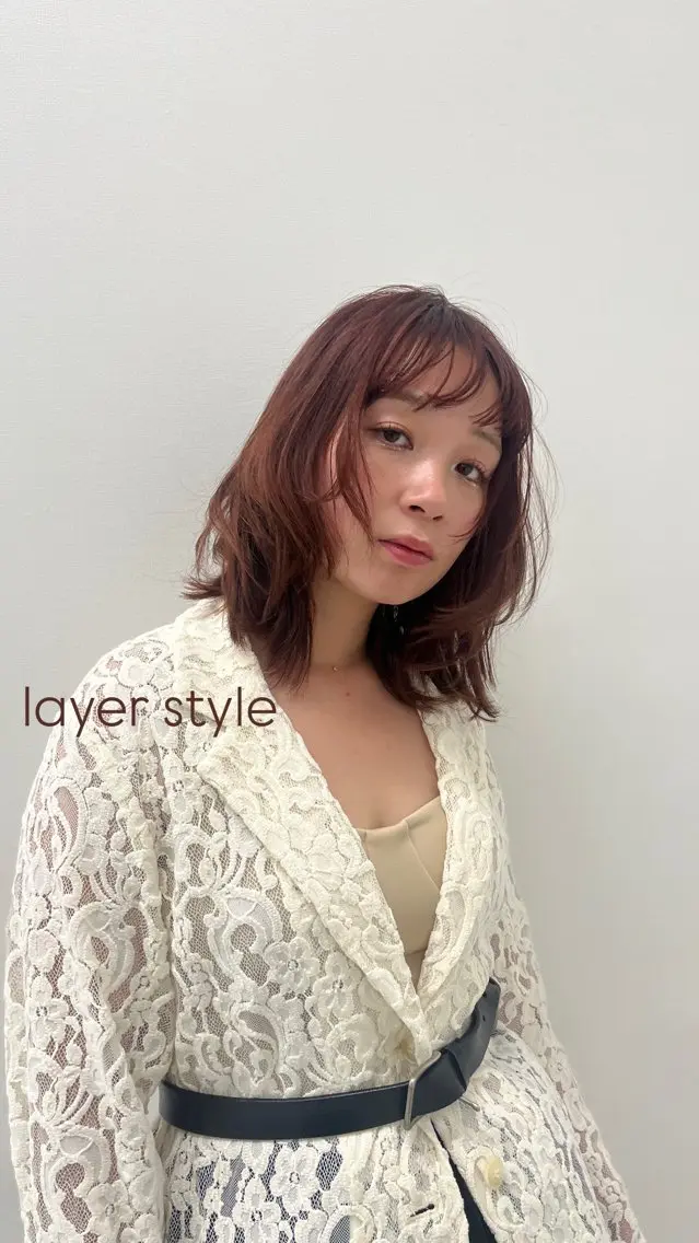 セミロング カラー ヘアカラー トリートメント 似合わせカット暖色 カラーhiyonaのヘアスタイル