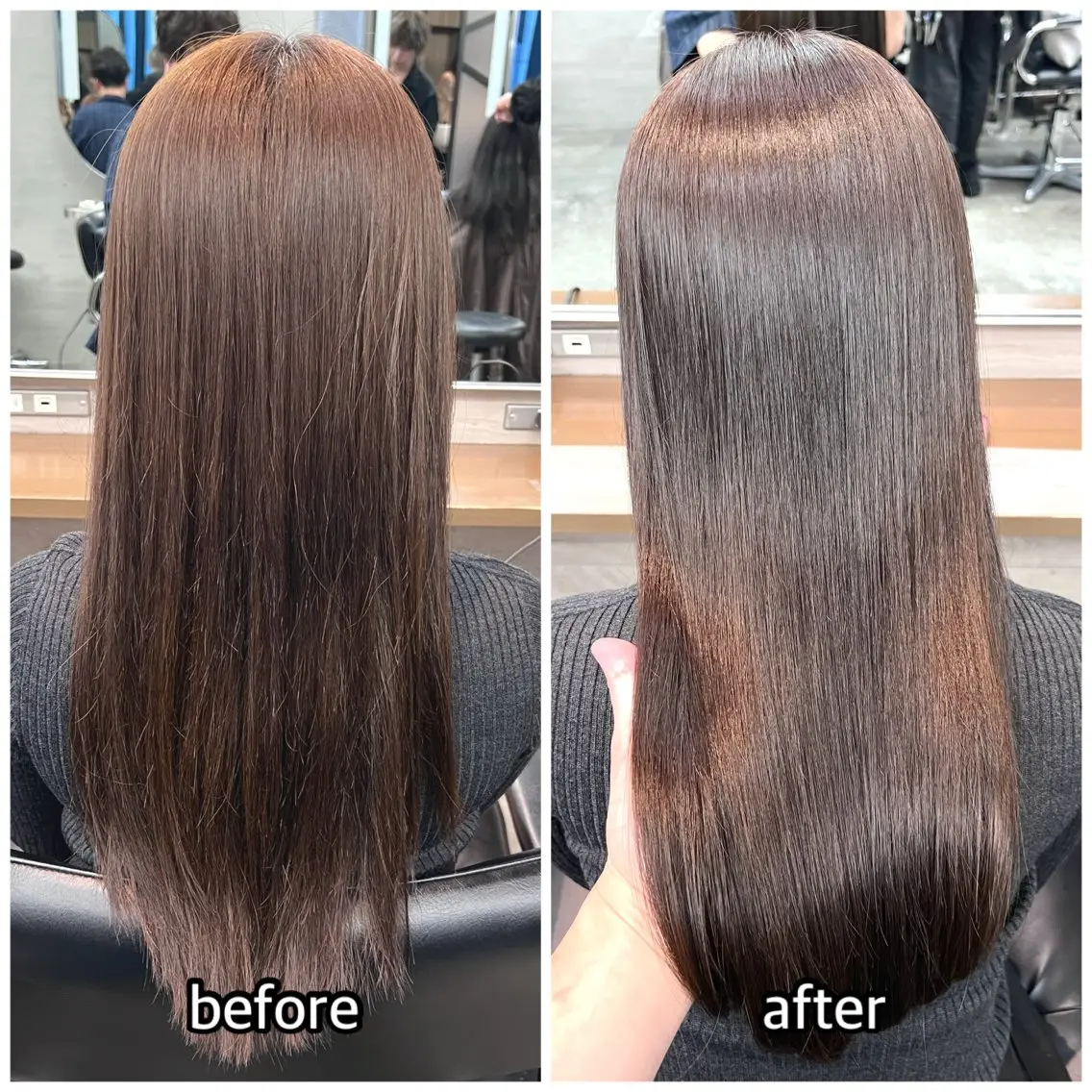 ロング カラー ブラウンカラー モカブラウン 縮毛矯正 カット ヘアカラー トリートメント 🎈ムラ直しカラー レイヤー千葉🎈のヘアスタイル