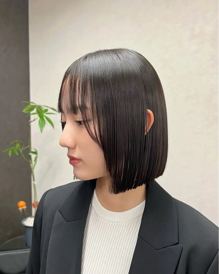 ショート カット 縮毛矯正 トリートメント ボブ／ストレート🎀 harukaのヘアスタイル