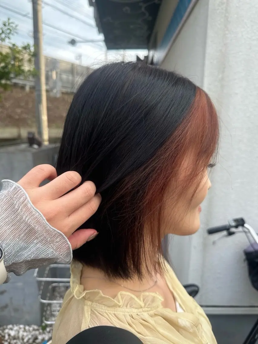 カラー ミストバング  フェイスフレーミング ヘアカラー 足立 芹音のヘアスタイル