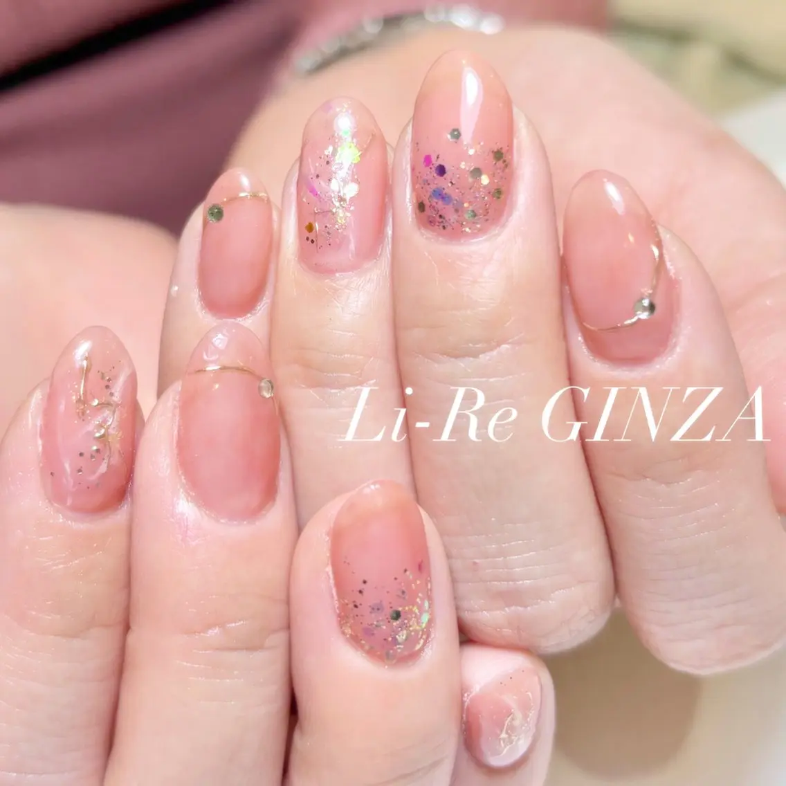 ネイル ジェルネイル ラメ(グリッター) ミラーネイル ニュアンスネイル パラジェル Li-Re GINZAのネイルデザイン