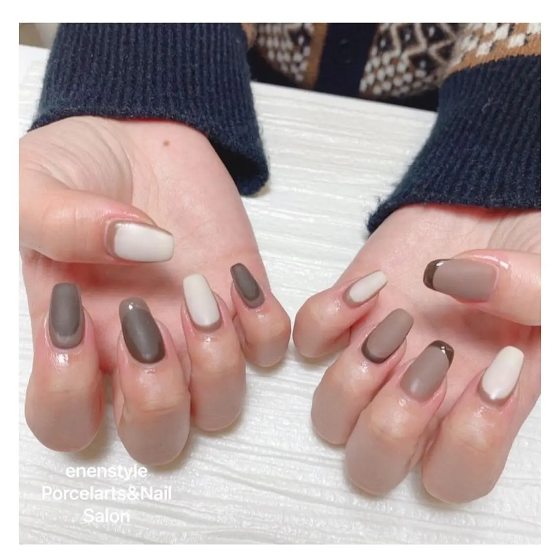 ミディアム ネイル ハンドネイル 🐾enen style 🐾のネイルデザイン