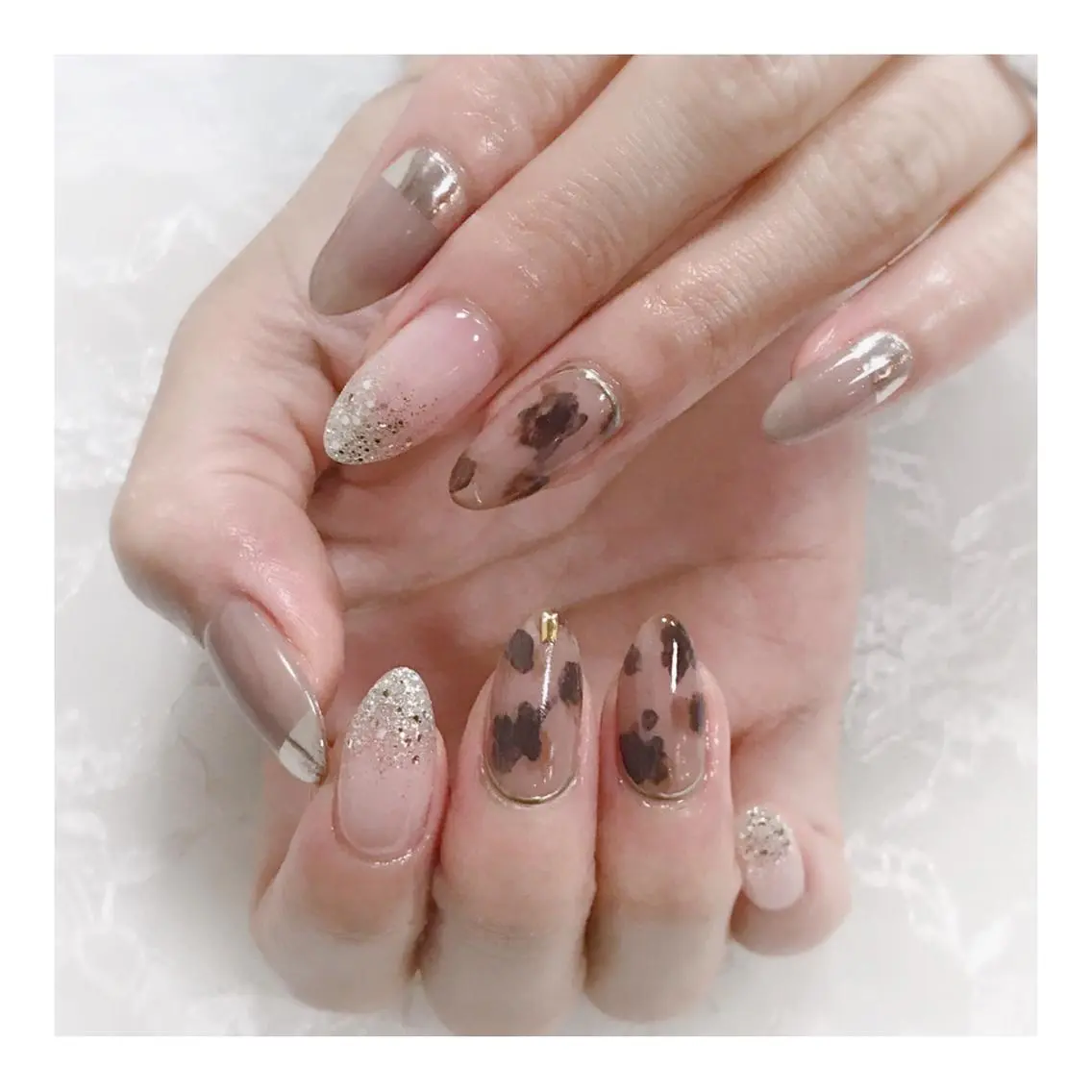 ネイル ラメ(グリッター) ミラーネイル 玉造、森ノ宮 fran2 nailのネイルデザイン
