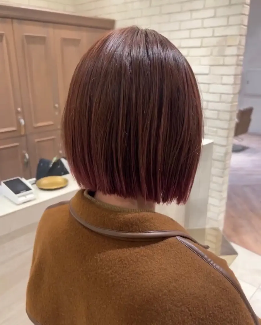 ショート レッドブラウン カット ヘアカラー 田島 穂乃花のヘアスタイル