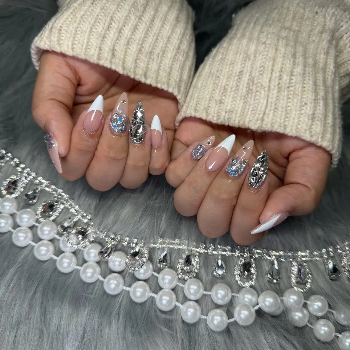 ネイル フレンチネイル ジェルネイル 韓国ネイル ロングネイル マグネットネイル ハンドネイル Nail Salon Growのネイルデザイン