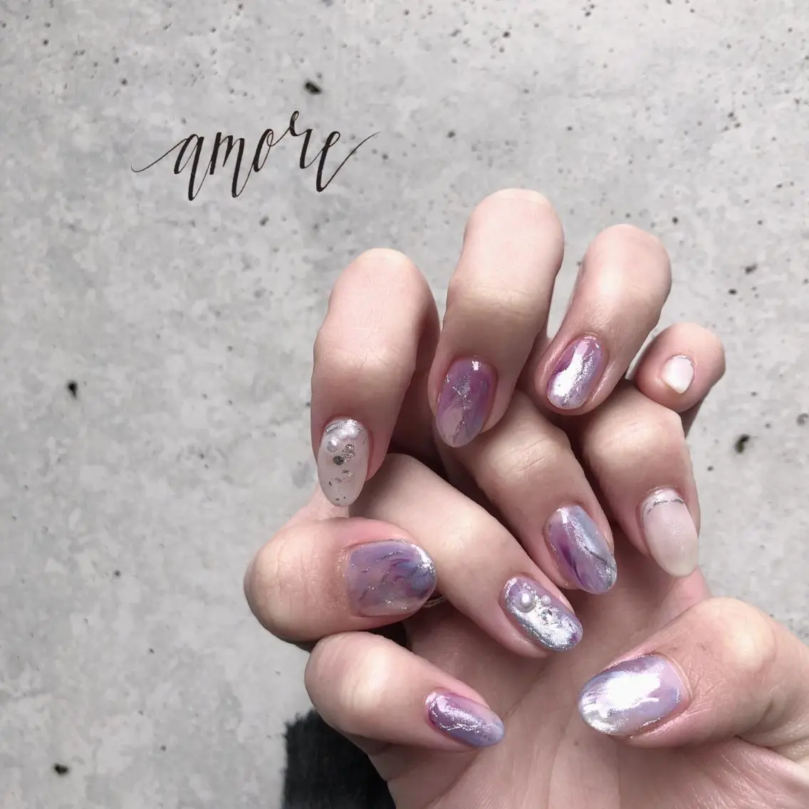 ネイル ジェルネイル ミラーネイル ニュアンスネイル You kyehwaのネイルデザイン