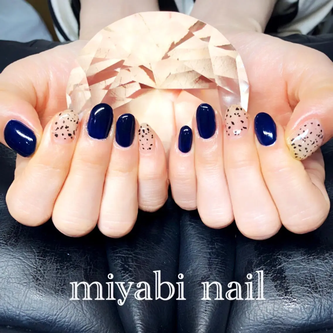 ネイル ブルー ジェルネイル 持ち込み ぷっくりネイル ショートネイル ハンドネイル miyabi nail 桂川駅近くのネイルデザイン