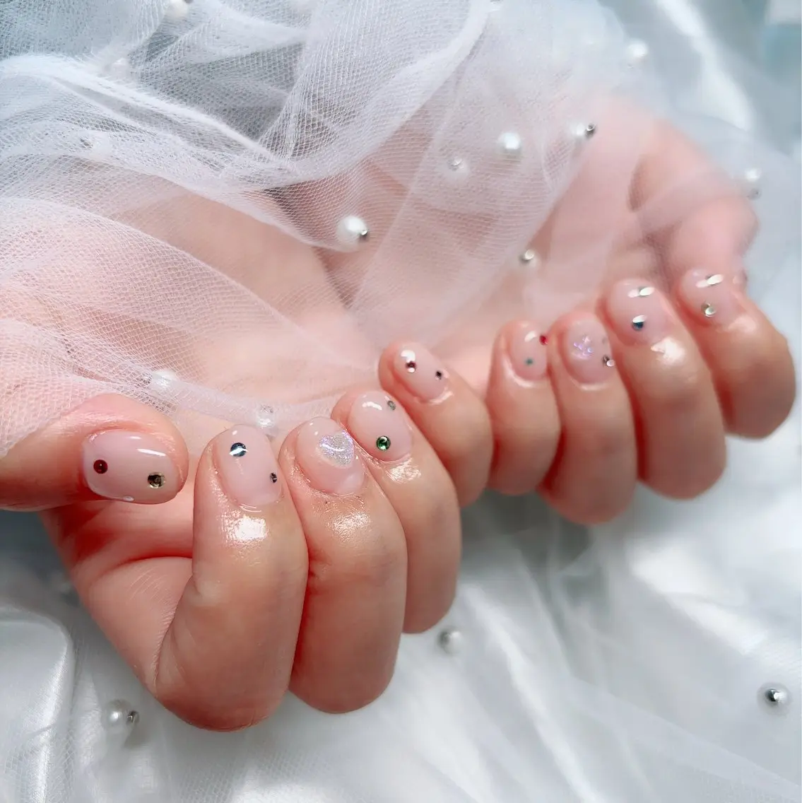 ネイル ワンカラーネイル ストーンネイル ハンドネイル 京橋/ Lance nail Minaのネイルデザイン