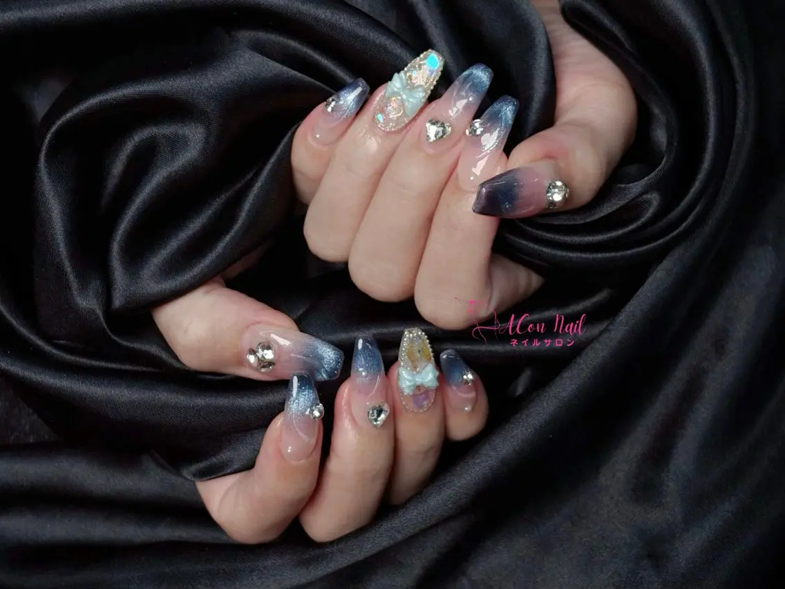 ネイル 桜ネイル 長さ出し フラワーネイル フレンチネイル ジェルネイル ハンドネイル ACon NailSalonのネイルデザイン