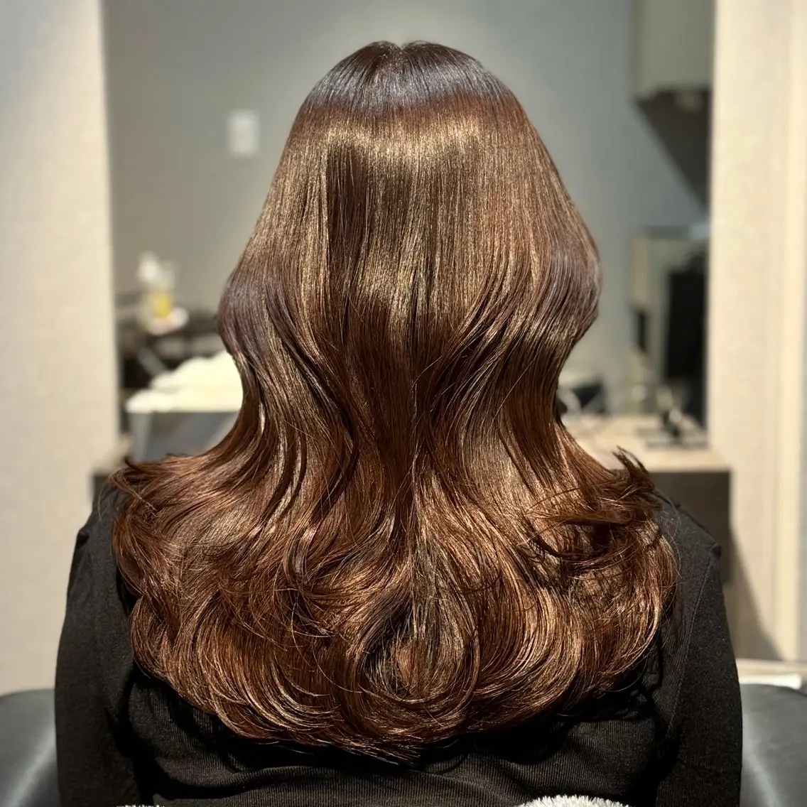 ロング カラー 黒髪 透明感カラー グレージュ オリーブカラー 髪質改善 カット ヘアカラー トリートメント 髪質改善Ⅰ透明感 艶カラーⅠたつやのヘアスタイル