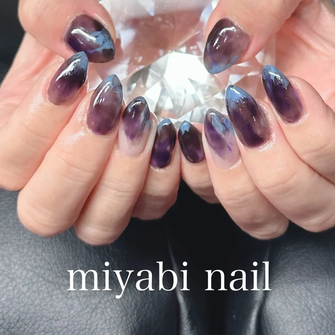 ネイル ジェルネイル 持ち込み ニュアンスネイル 冬ネイル ハンドネイル miyabi nail 桂川駅近くのネイルデザイン