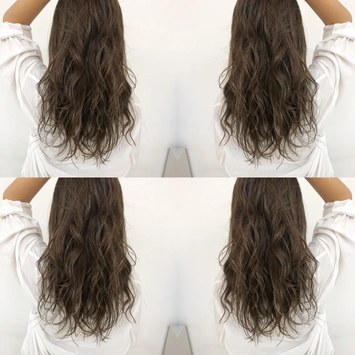 ロング カラー アッシュ バレイヤージュ ブリーチ グラデーションカラー グレージュ 似合わせカット/ レイヤーカット/新谷のヘアスタイル