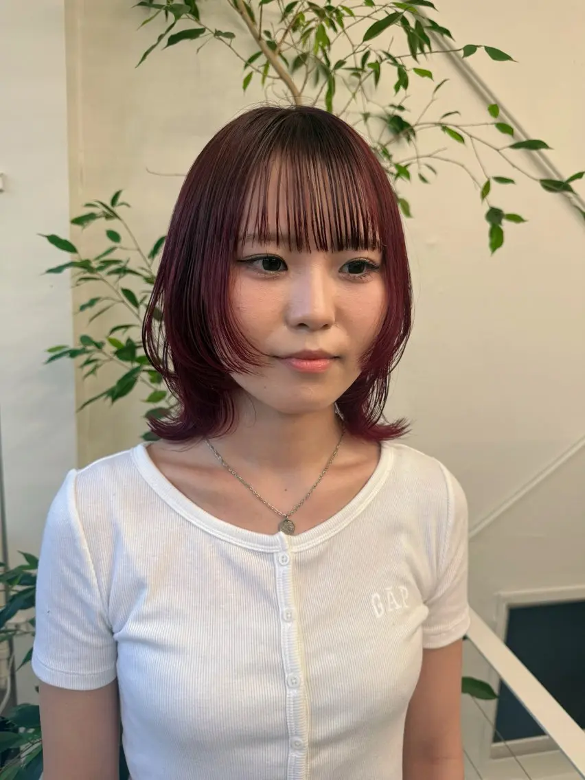 ミディアム カラー カット ヘアカラー トリートメント 角岡 真帆/ボブ/髪質改善のヘアスタイル