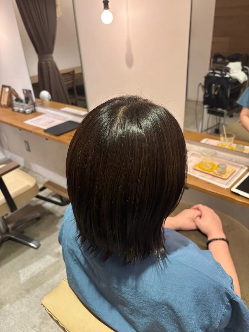 ミディアム ヘアカラー 藤本 梨那のヘアスタイル