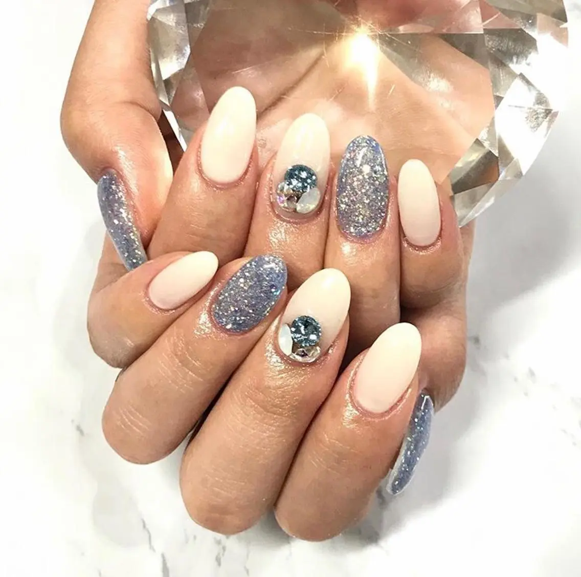 ネイル 渋谷／チップ長さ出し 👑アプレgel-xのネイルデザイン