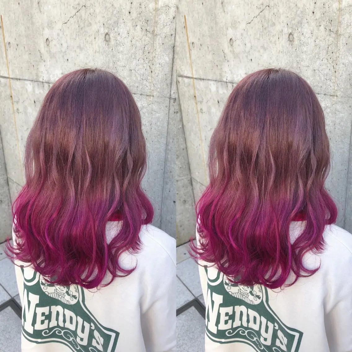 セミロング カラー ヘアアレンジ メンズ キッズ グラデーションカラー ピンクカラー ヘアカラー トリートメント 💟Chloe原宿店 🩶ハイトーンのヘアスタイル
