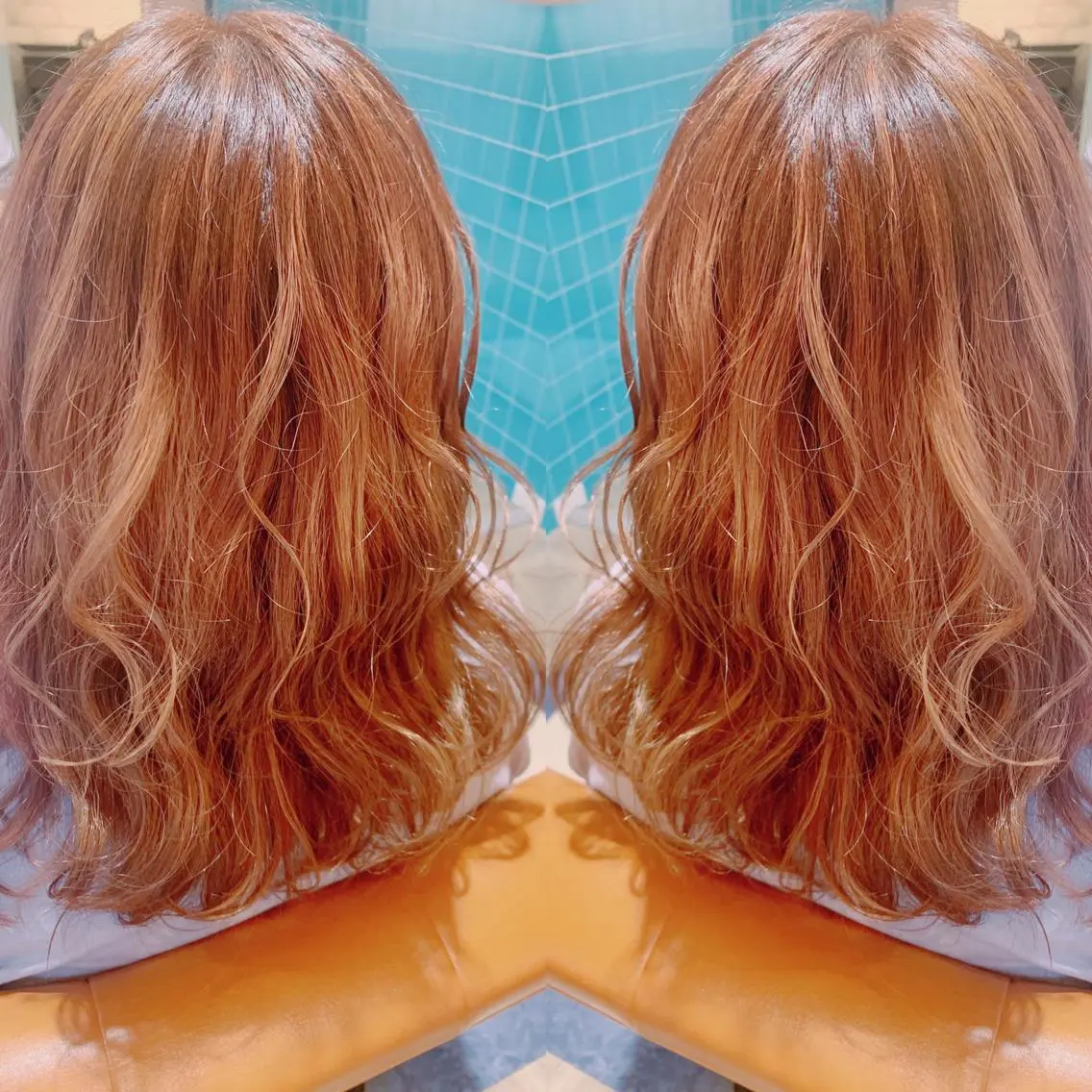 ミディアム カラー オレンジ 韓国🇰🇷 ✂︎hair 内田愛のヘアスタイル