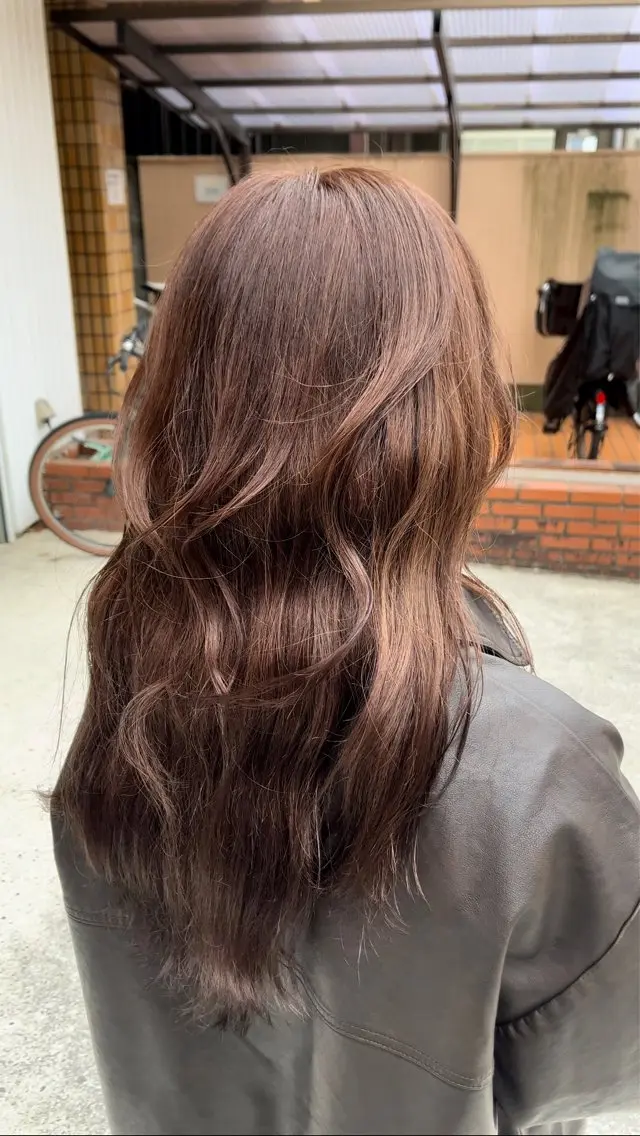 ロング カラー ベージュカラー ピンクカラー ピンクベージュ カット ヘアカラー レイヤー/透明感/髪 質改善/メンズ/佐藤のヘアスタイル