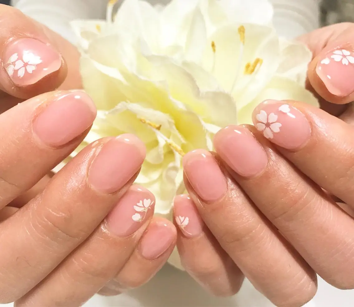 ネイル 桜ネイル フットネイル ピンク シンプルネイル 春ネイル nail fufla ♡yamane♡のネイルデザイン