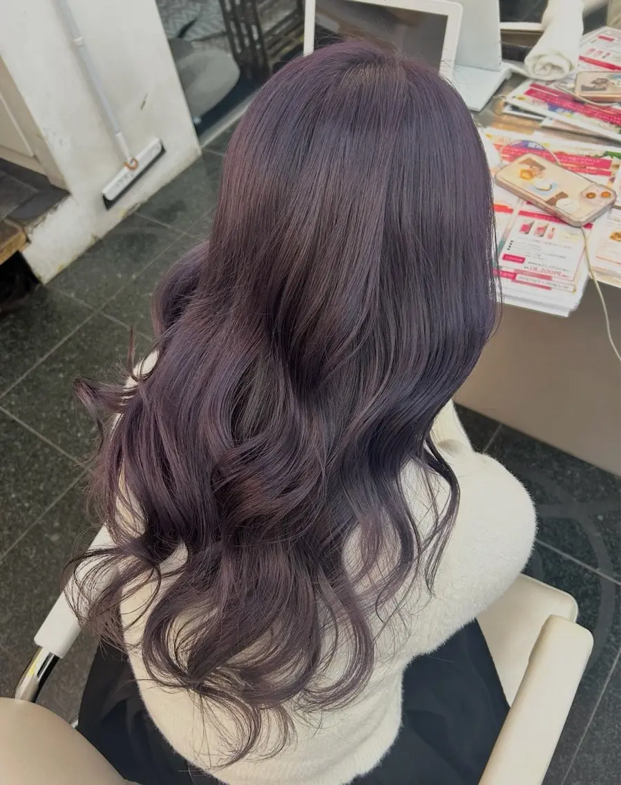 ロング カラー ブリーチ ラベンダーカラー ヘアカラー ガーリー×韓国🎀 ⟡.·天野結良⟡.·のヘアスタイル