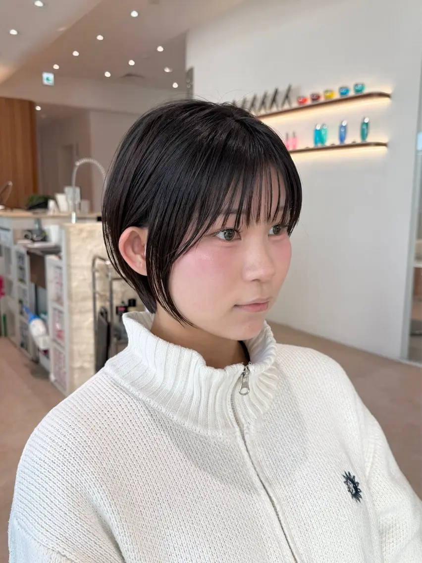 ショート カラー ショートボブ ショートレイヤー ハンサムショート 丸みショート ボブ カット 縮毛矯正 田中航平/渋谷ボブ/ レイヤーボブのヘアスタイル