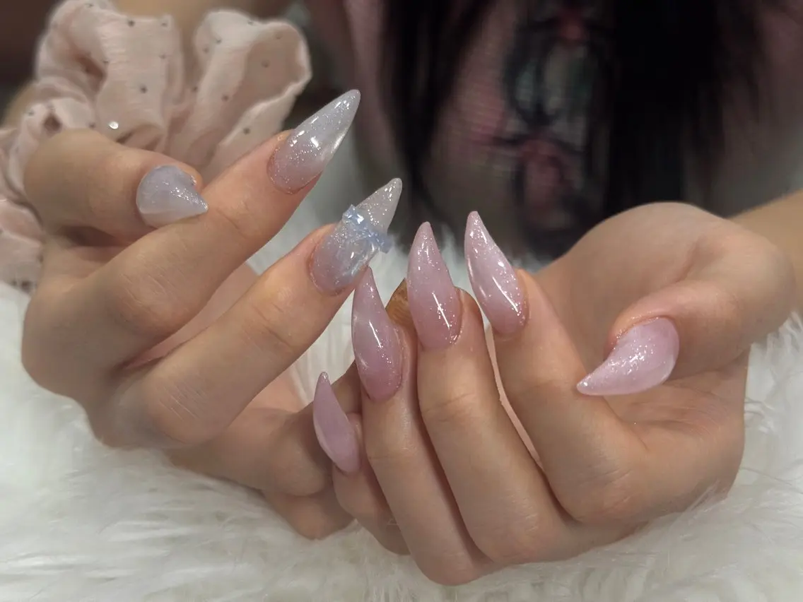 ネイル ハンドネイル ハンドケア 🎀うかん 🎀チップ長さ出しのネイルデザイン