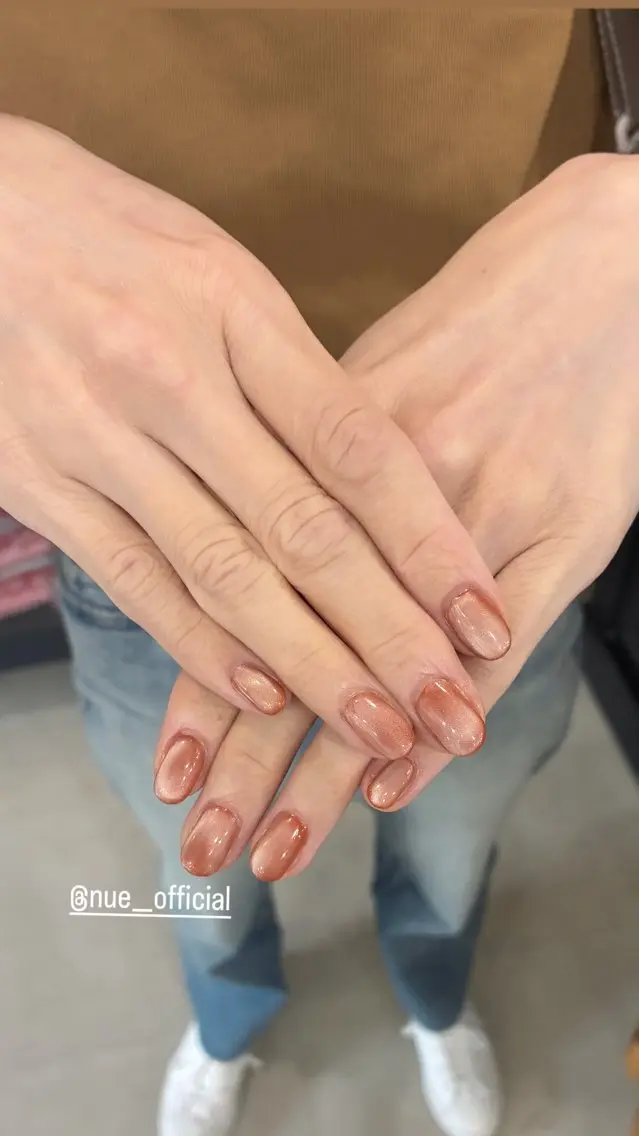 ネイル マグネットネイル オレンジ nue【ムー】 ひなたのネイルデザイン