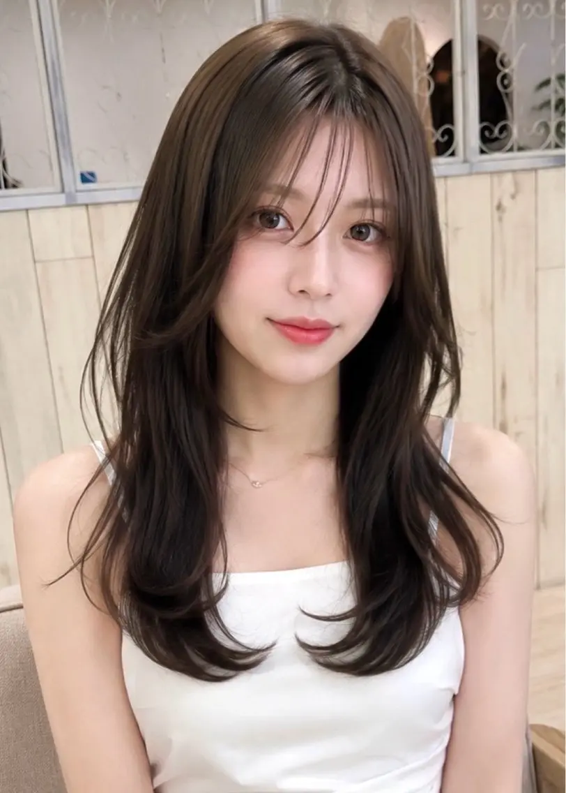 セミロング カット 大人可愛い韓国 レイヤー大田のヘアスタイル