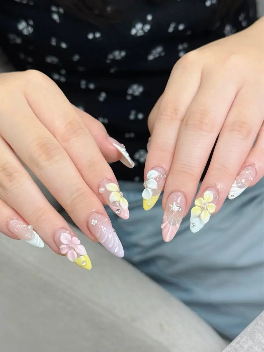 ネイル アートネイル ジェルネイル 韓国ネイル ロングネイル 持ち込み ハンドネイル Blingg NailStudioのネイルデザイン