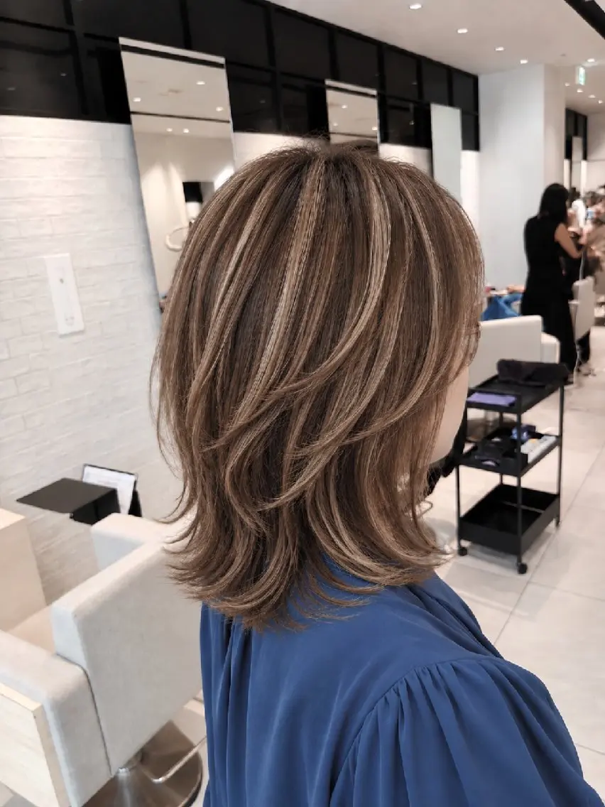 ミディアム ハイライト 千葉 光春のヘアスタイル