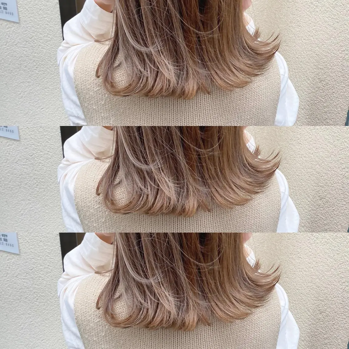 ミディアム ボブ 外国人風カラー ハイライト 髪質改善 トリートメント カット ヘアカラー トリートメント Zina髪質改善 艶カラー✨のヘアスタイル