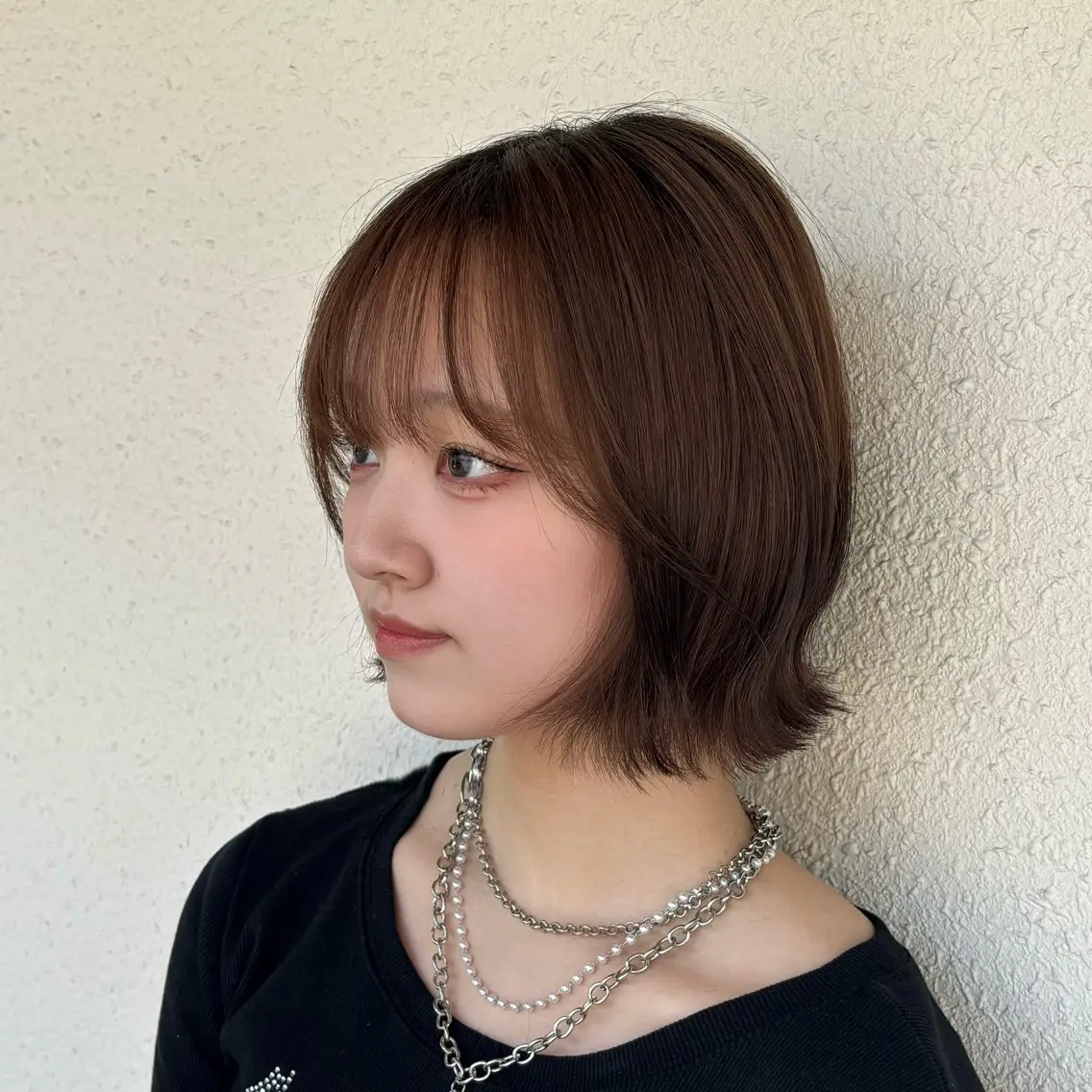 ショート 切りっぱなしボブ ボブ くびれヘア カット 森本 麻比のヘアスタイル