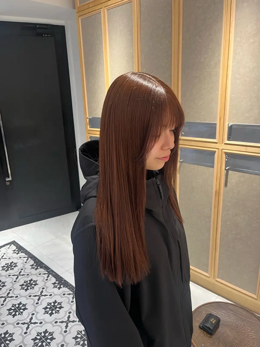 ロング カラー カット ヘアカラー トリートメント ナミ🩶暗髪/暖色 ❤️/透明感/縮毛のヘアスタイル