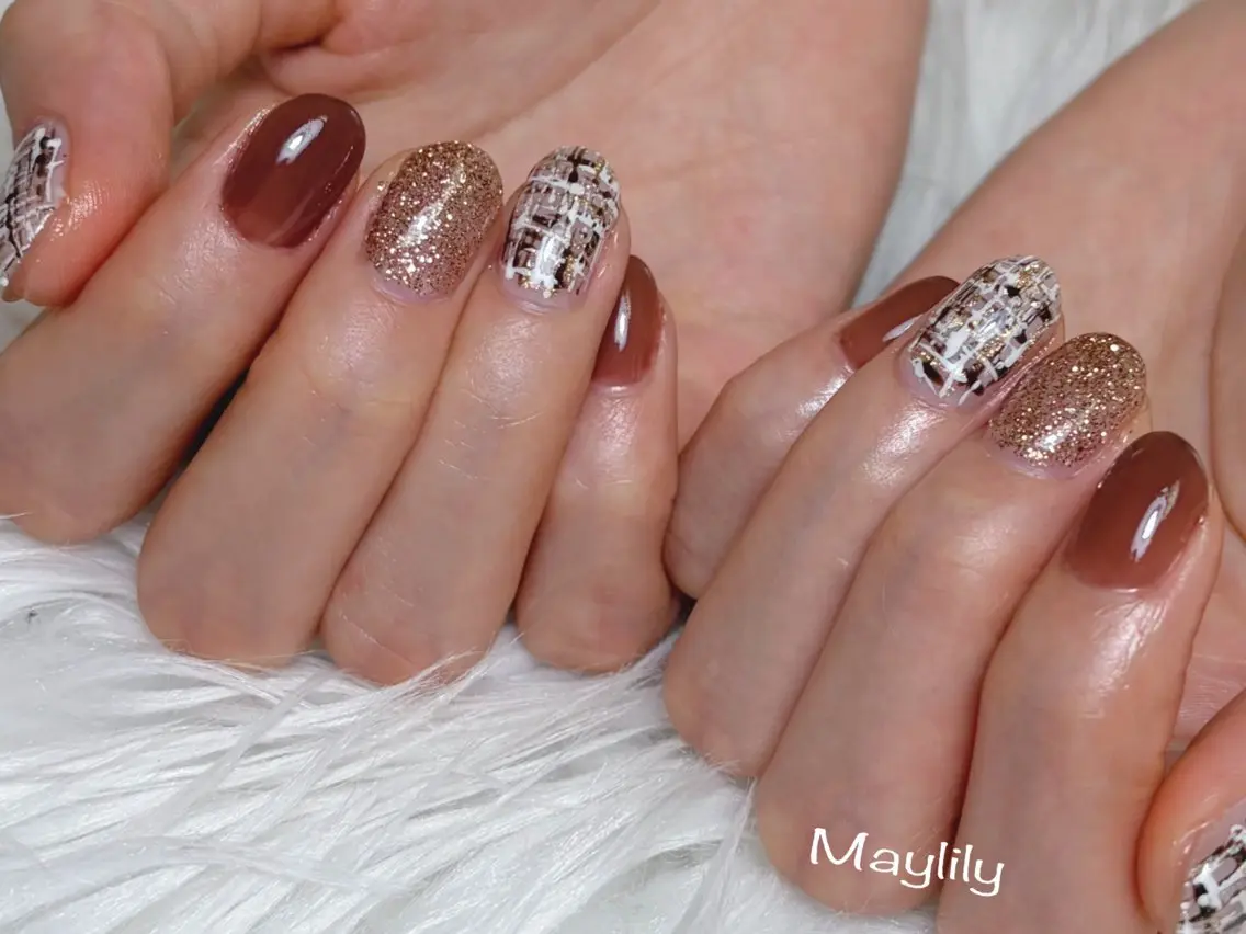 ネイル ツイードネイル ハンドネイル Nail salon Maylilyのネイルデザイン