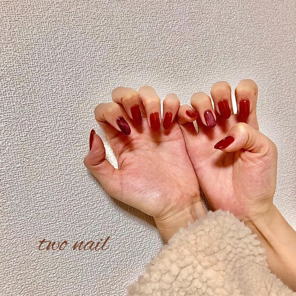 ネイル アートネイル ブラウン フットネイル ハート マグネットネイル ハンドネイル two nailのネイルデザイン