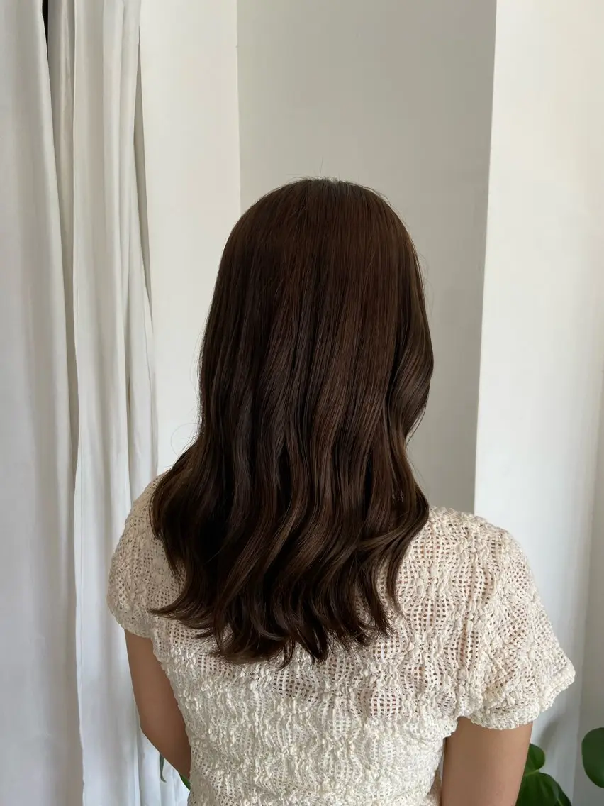 セミロング カラー まつ あみのヘアスタイル