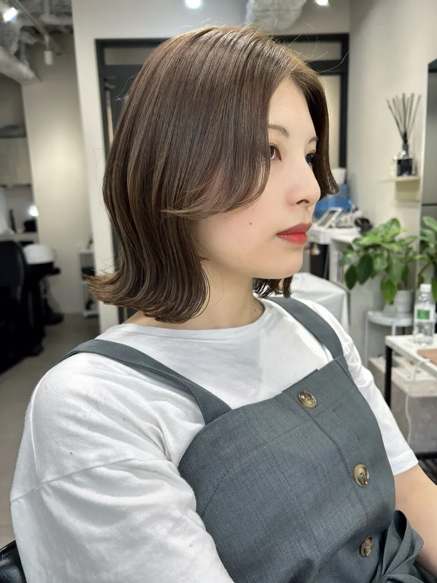 ミディアム カラー カット ヘアカラー トリートメント 髪質改善will hairdesignのヘアスタイル