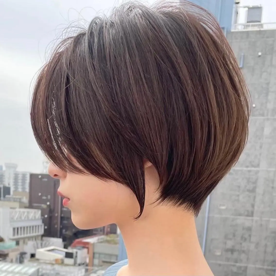 ショート カラー ハイライトカラー ハイライト 似合わせカット ショートヘア トリートメント 縮毛/レイヤー 韓国/橋口のヘアスタイル