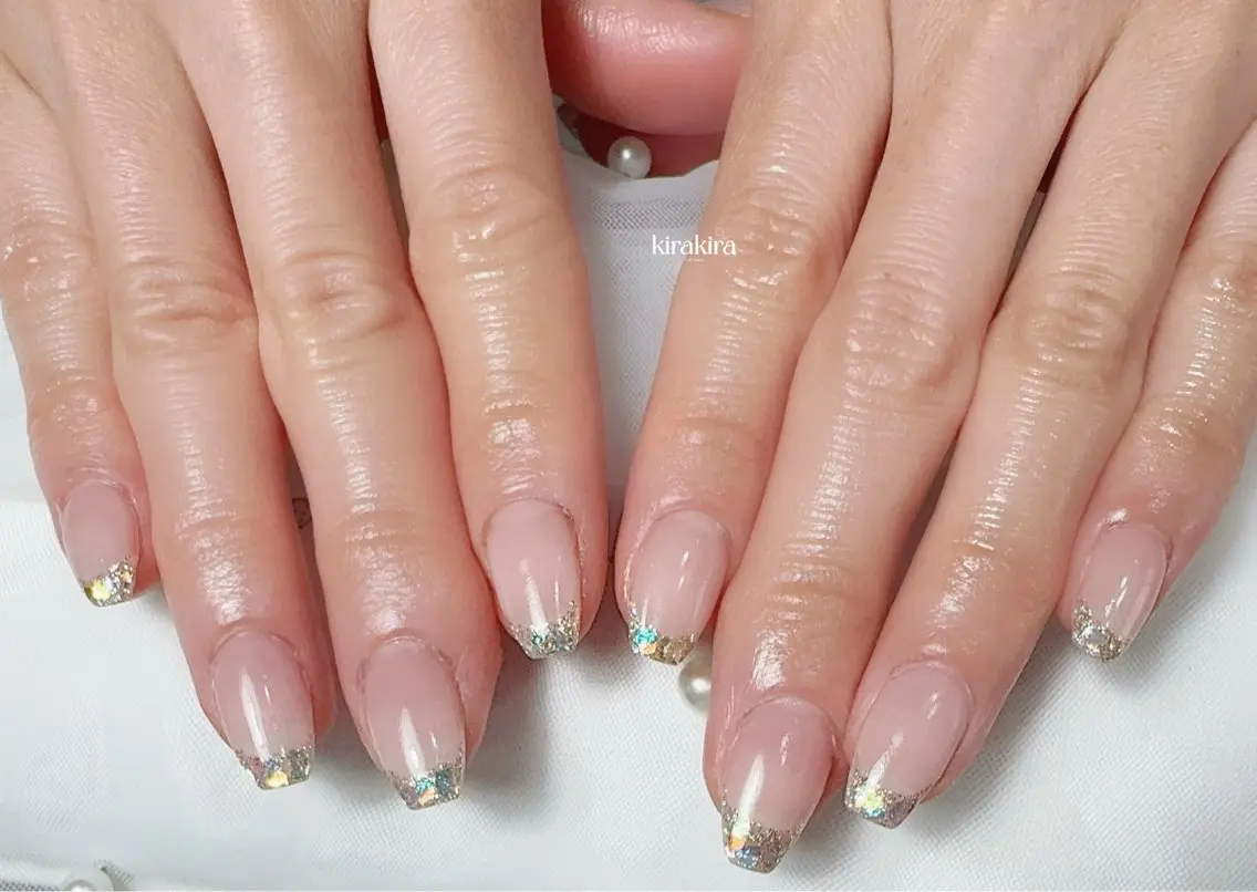 ネイル 入学式 フットネイル フレンチネイル 卒業式 キラキラネイル Kirakira Nail salonのネイルデザイン