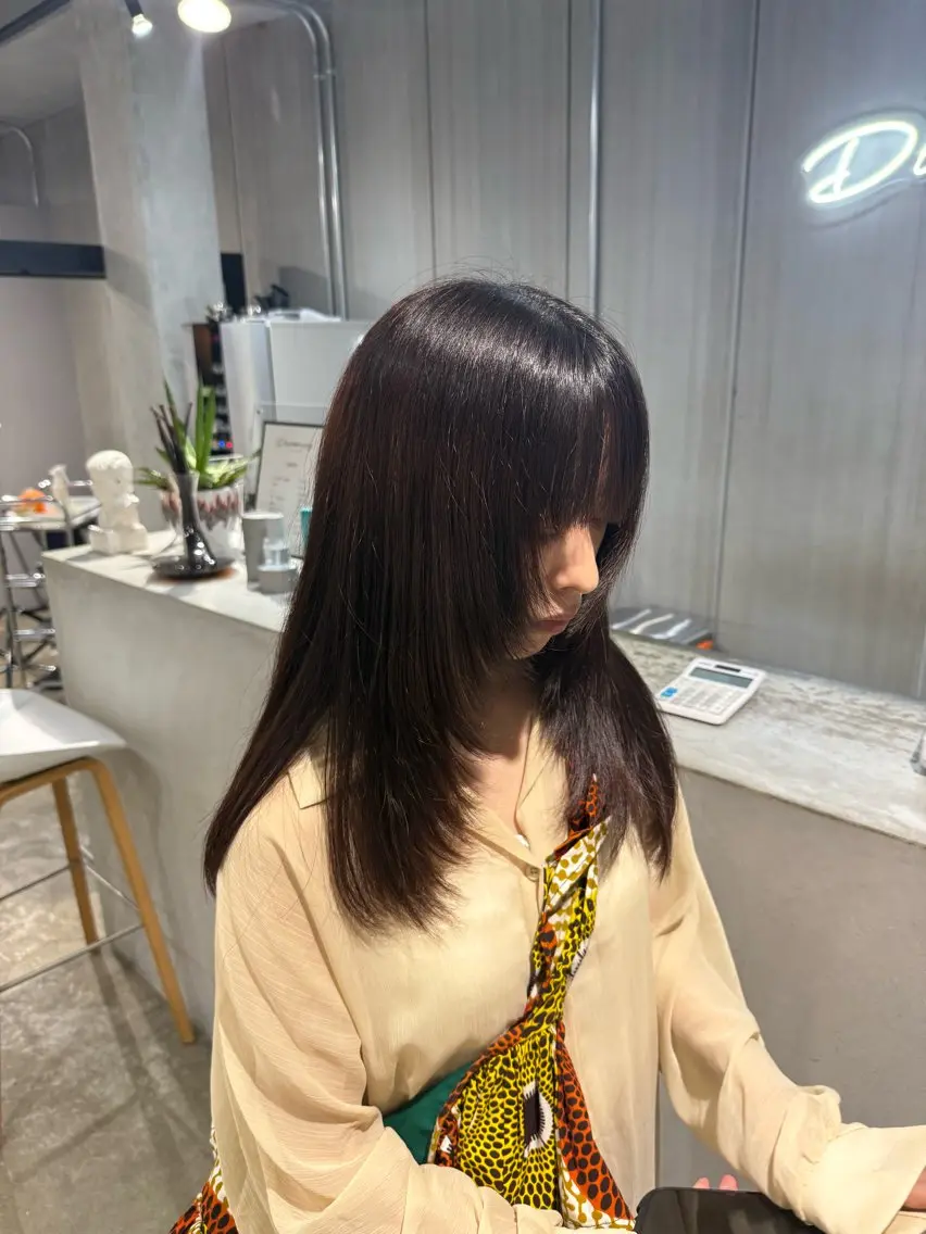 セミロング 顔周りカット レイヤーカット カット 小倉/髪質改善 /カラー/五郡 陽菜のヘアスタイル