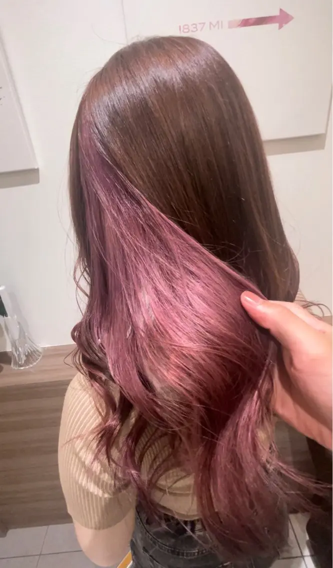 セミロング カラー ブリーチ🎨デザイン カラー/れいじ🩶のヘアスタイル