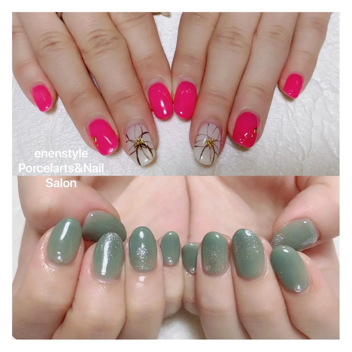 ミディアム ネイル ハンドネイル 🐾enen style 🐾のネイルデザイン