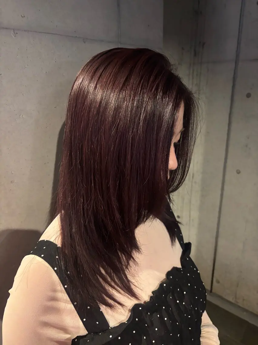 セミロング カラー ブラウンカラー カシス ヘアカラー トリートメント .⋆𝜗𝜚カラー モデル募集/yuuのヘアスタイル