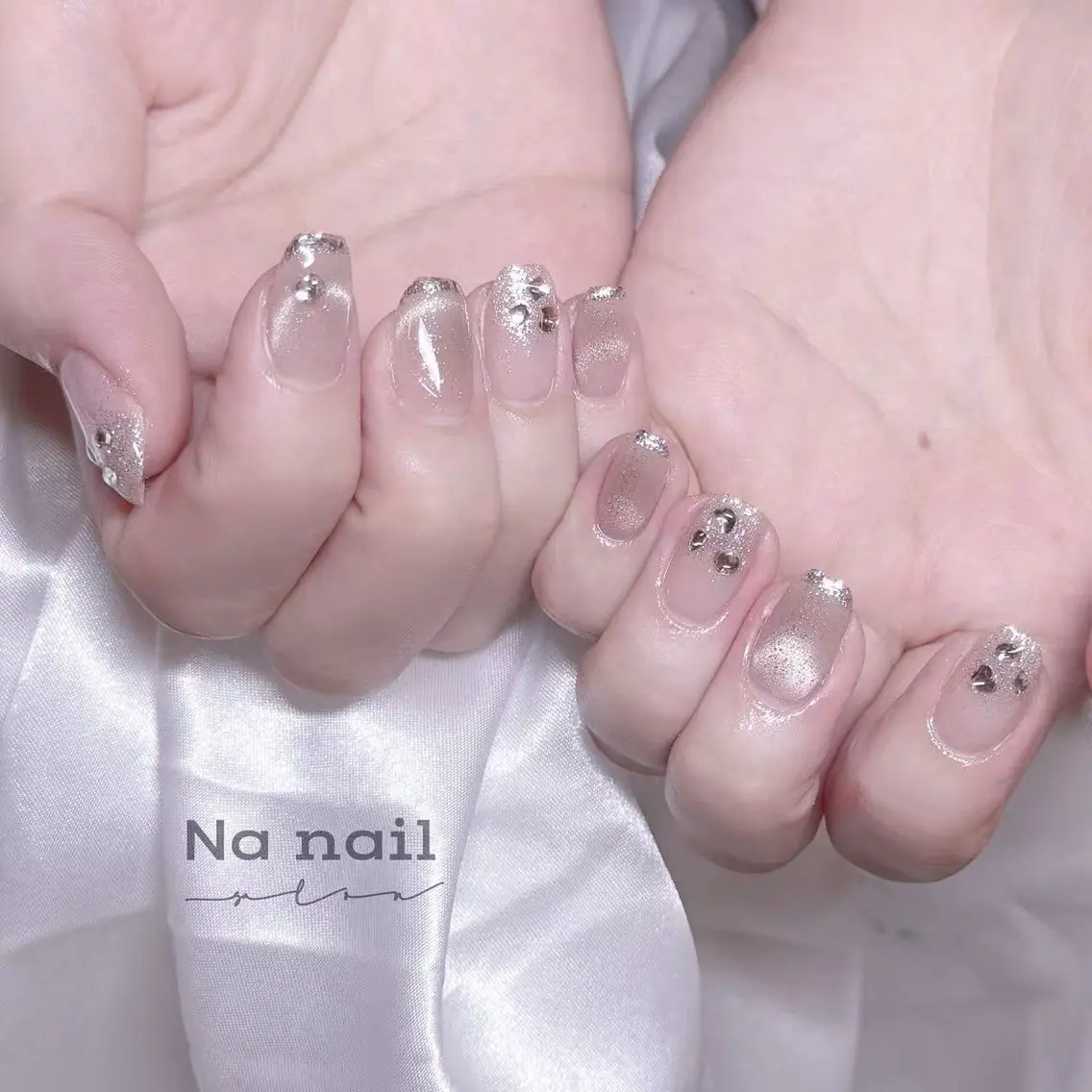 ネイル チークネイル フラッシュネイル フレンチネイル ジェルネイル ガラスフレンチ ハンドネイル ハンドケア CC Nail 高田馬場のネイルデザイン