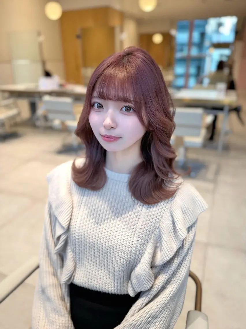 ミディアム カラー カット ヘアカラー トリートメント ヘッドスパ ヘアセット 韓国ヘア/レイヤー/ 顔まわり/りょーとのヘアスタイル