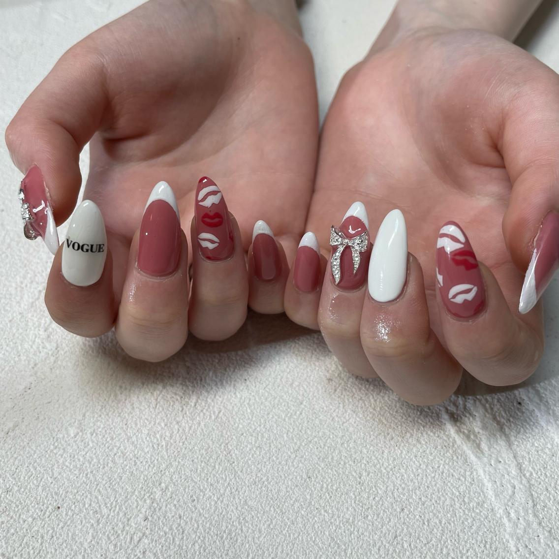 ネイル リボン ハンドネイル Nail Salon Aleumのネイルデザイン