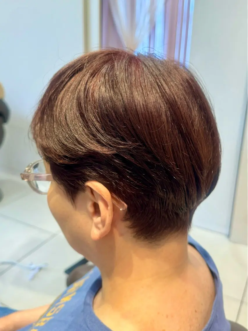 ショート カラー ブラウンカラー レッドカラー レッドブラウン 下地 莉穂のヘアスタイル