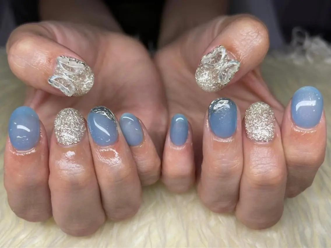 ネイル 長さ出し ジェルネイル 韓国ネイル マグネットネイル ミラーネイル ハンドネイル Nail&eye Belire 新宿のネイルデザイン